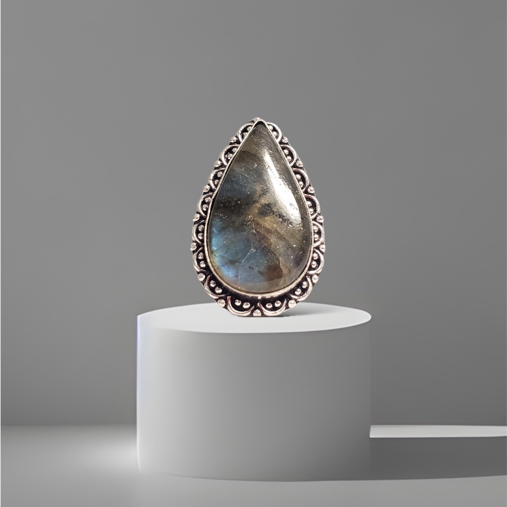 Sterling Silver Overlay Labradorite Ring Size 5